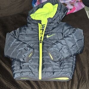 Nike Kids Puffer Jacket - Black and Neon Green